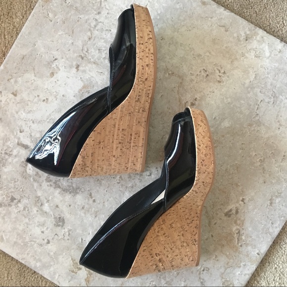 Via Spiga patent leather peep toe cork wedges - Picture 5 of 8